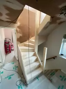 during staircase installation