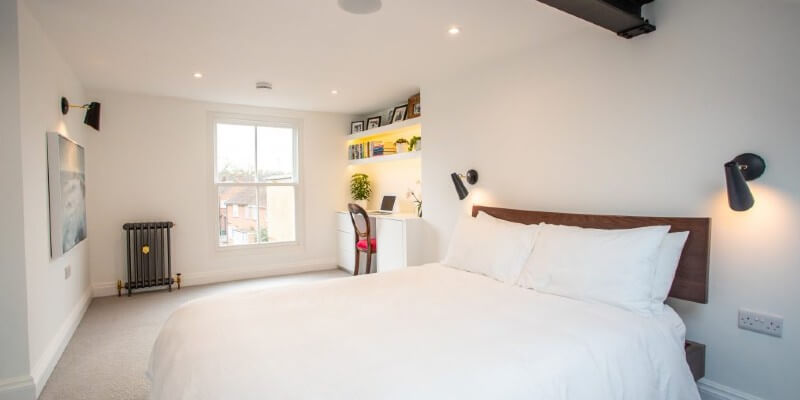white loft conversion bedroom