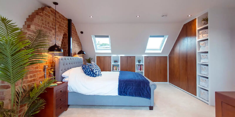wooden themed bedroom loft conversion