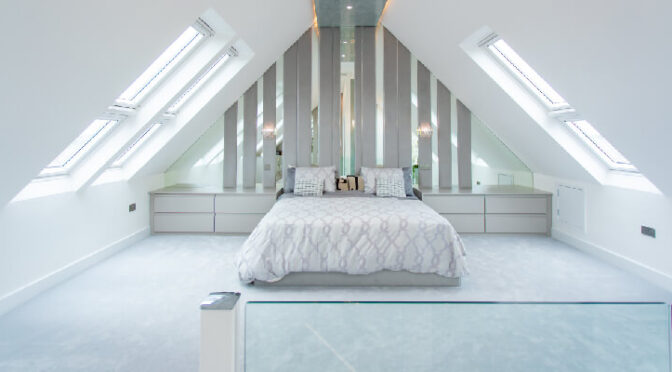 Completed Loft Conversion Grey Bedroom