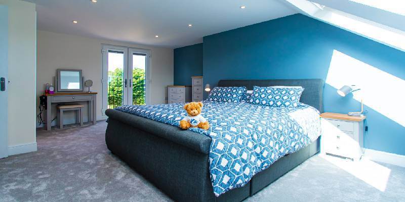 blue hip to gable room